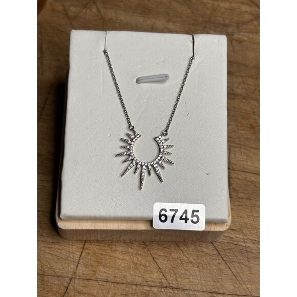 Sunburst Crystal Pendant Necklace With 17" Chain - Picture 4 of 9